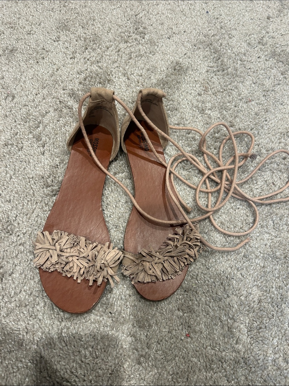 Mossimo Supply Co. Beige Fringe Lace-Up Sandals